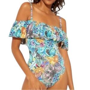 Bleu Rod Beattie Let Loose! Off The Shoulder Banded Mio One Piece Swimsuit